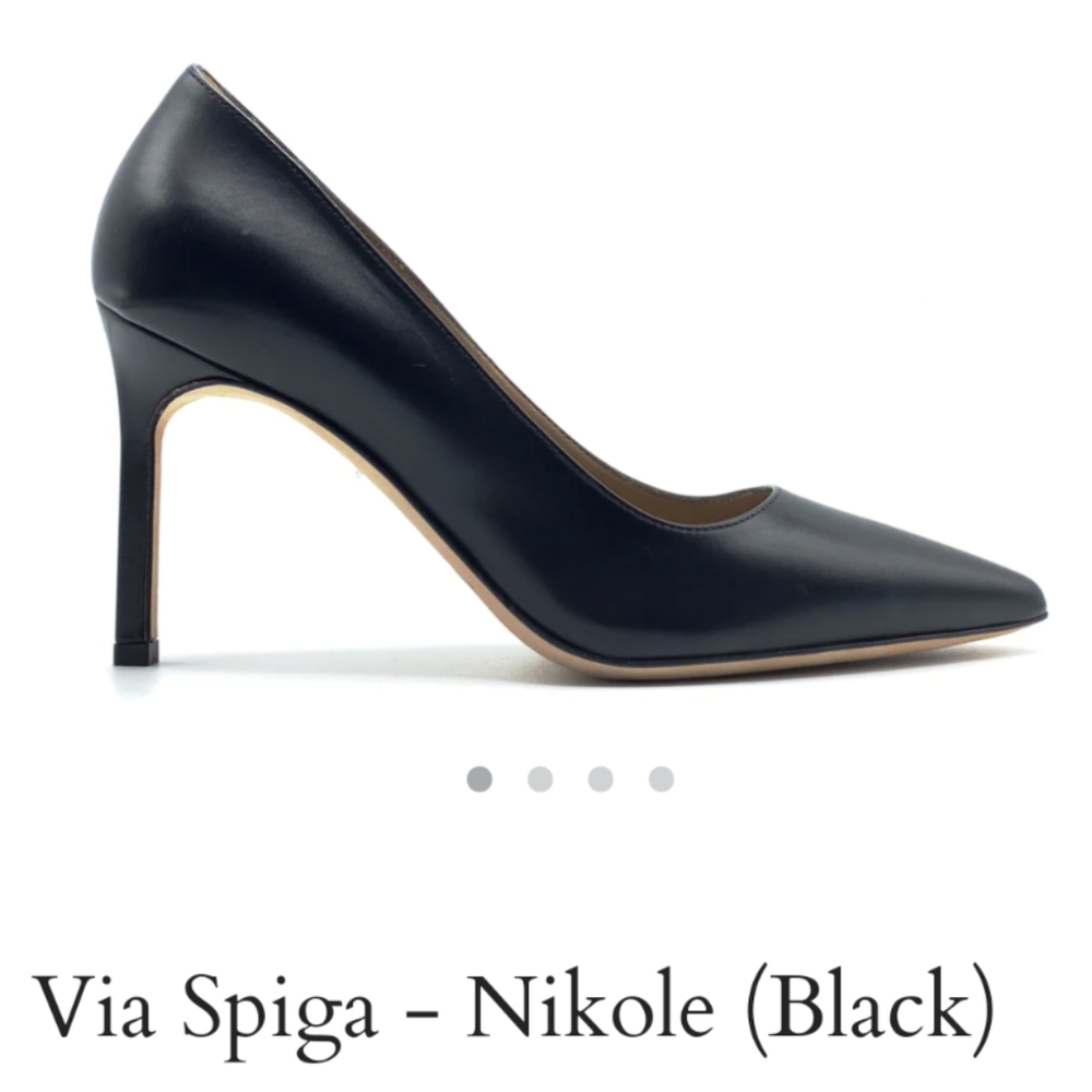 Women's Black Leather Italian Stiletto Nikole Heels by Via Spiga